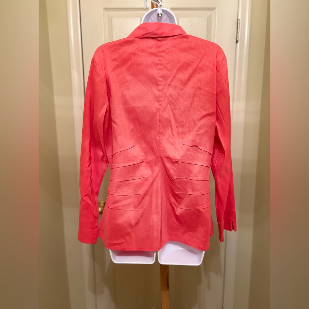 NIC+ ZOE Woman’s Burnt Orange LINEN Blend Soft Fabric Button-Down Shirt, Size: L - Picture 2 of 10